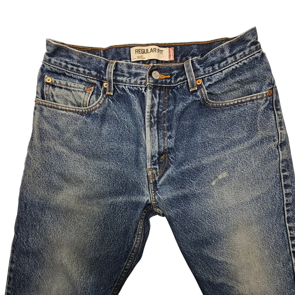 Levis‎ 505 Regular Fit Mens Jeans 34x30 Medium Wash Blue Straight Leg Denim